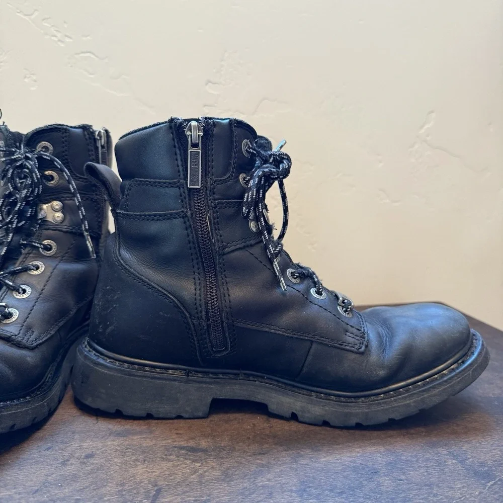 HARLEY DAVIDSON D94194 Men's 8.5 USA Austwell Black Leather‎ Motorcycle Boots
